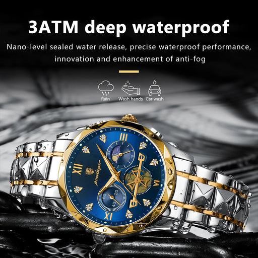 POEDAGAR luxe heren horloge - Waterdichte chronograaf met lichtgevende wijzers - Bivakshop