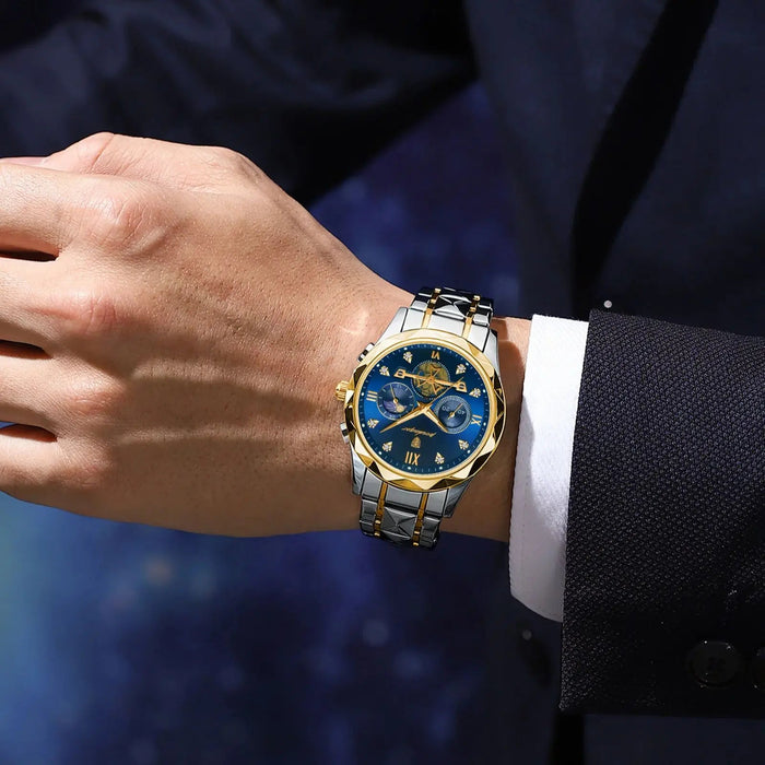 POEDAGAR luxe heren horloge - Waterdichte chronograaf met lichtgevende wijzers - Bivakshop