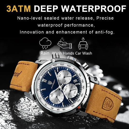 POEDAGAR luxe herenhorloge - Waterdicht - Chronograaf herenhorloge - Bivakshop