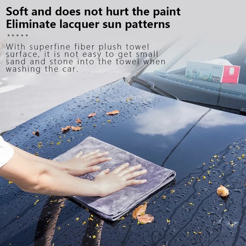 Premium microfiber autowashanddoek - Dubbelzijdige korte fluweel - Auto reiniging en drogen - Bivakshop