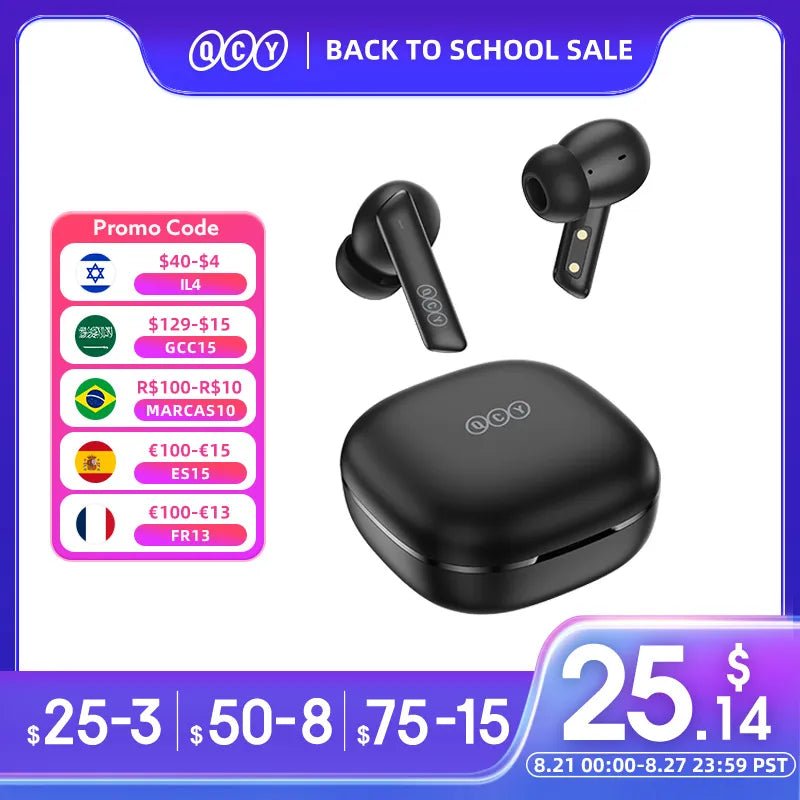 QCY HT05 ANC draadloze oordopjes - Bluetooth 5.2, 40db noise cancelling, waterdicht - Bivakshop