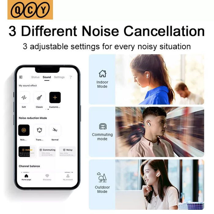 QCY HT05 ANC draadloze oordopjes - Bluetooth 5.2, 40db noise cancelling, waterdicht - Bivakshop