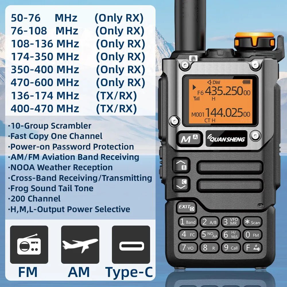Quansheng UV K5 (8) draagbare am fm walkie talkie tweerichtingsradio communicatiestation - Bivakshop