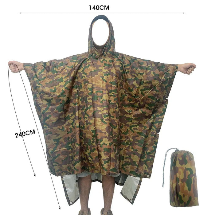 Qupinhui militaire camouflage regenponcho - Waterdichte ripstop nylon poncho - Bivakshop