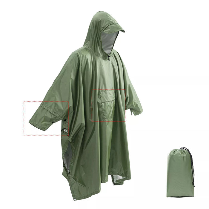 Qupinhui militaire camouflage regenponcho - Waterdichte ripstop nylon poncho - Bivakshop
