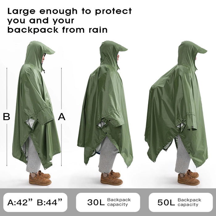 Qupinhui militaire camouflage regenponcho - Waterdichte ripstop nylon poncho - Bivakshop