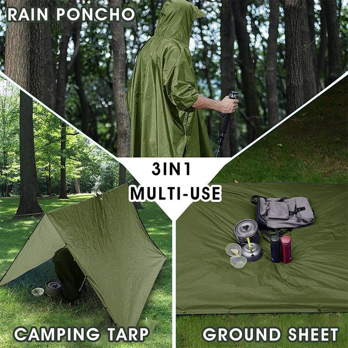 Qupinhui militaire camouflage regenponcho - Waterdichte ripstop nylon poncho - Bivakshop