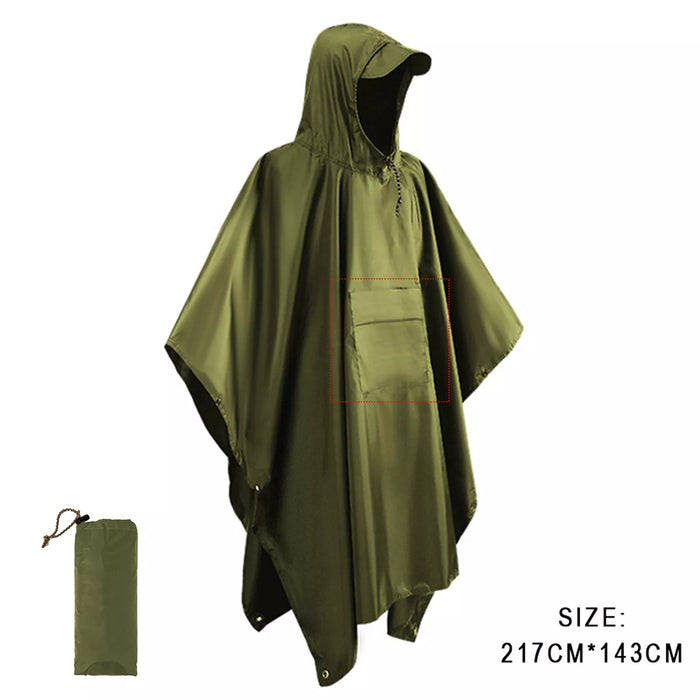 Qupinhui militaire camouflage regenponcho - Waterdichte ripstop nylon poncho - Bivakshop