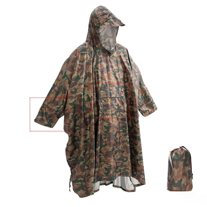 Qupinhui militaire camouflage regenponcho - Waterdichte ripstop nylon poncho - Bivakshop