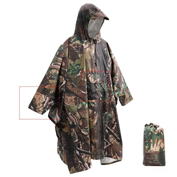 Qupinhui militaire camouflage regenponcho - Waterdichte ripstop nylon poncho - Bivakshop
