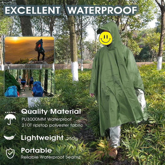 Qupinhui militaire camouflage regenponcho - Waterdichte ripstop nylon poncho - Bivakshop