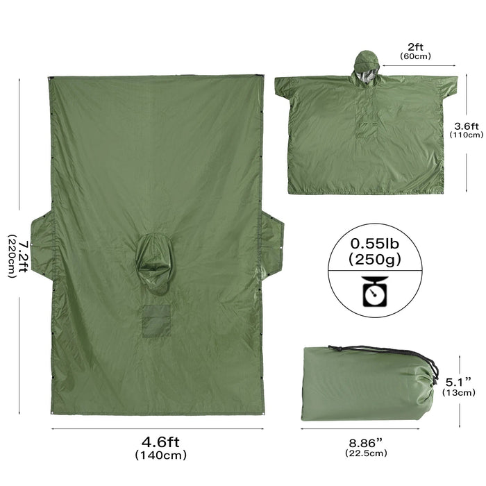 Qupinhui militaire camouflage regenponcho - Waterdichte ripstop nylon poncho - Bivakshop