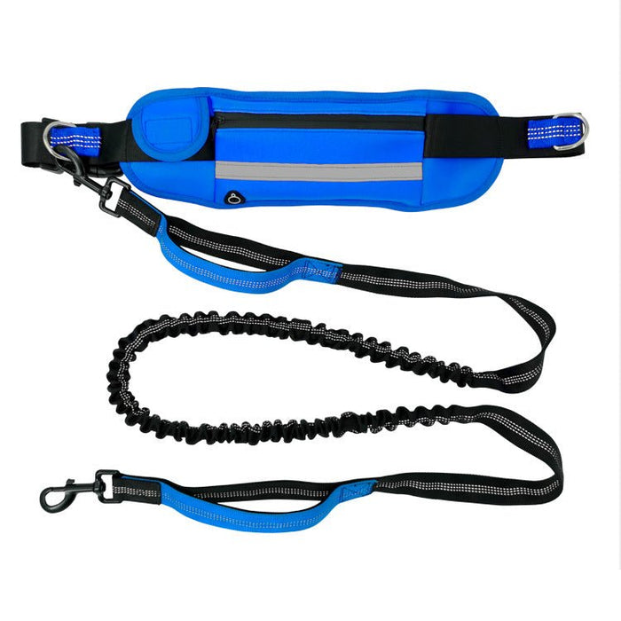 Reflecterende sportieve hondenriem met elastische uitbreiding en opbergzak - Bivakshop