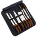 Royalty-lijn RL-K9C; Messenset met leren etui (9 stuks) - Roestvrij staal - Bivakshop