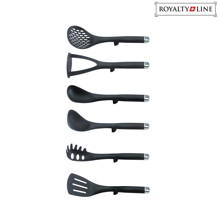 Royalty Line 7 - delig zwart keukengereedschap met opbergbasis - Bivakshop