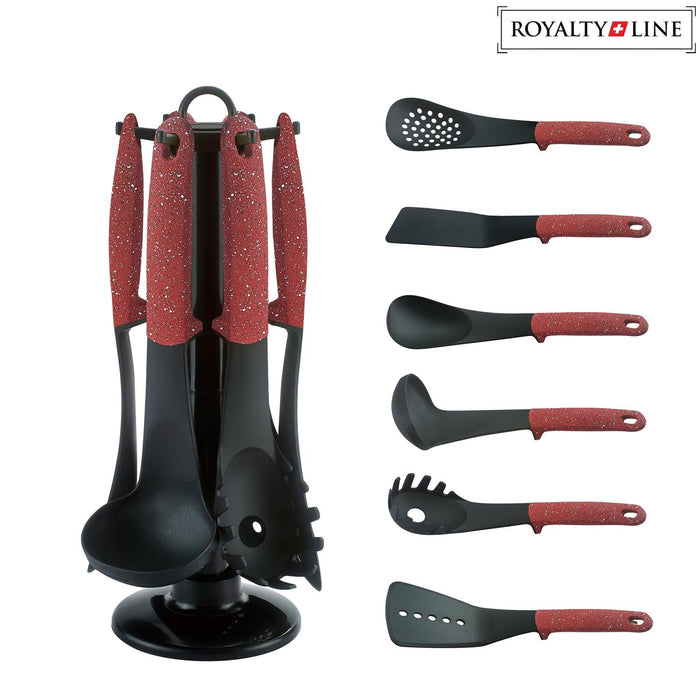 Royalty Line 7 - delige keukengereedschapset - Rood marmeren accent - Bivakshop
