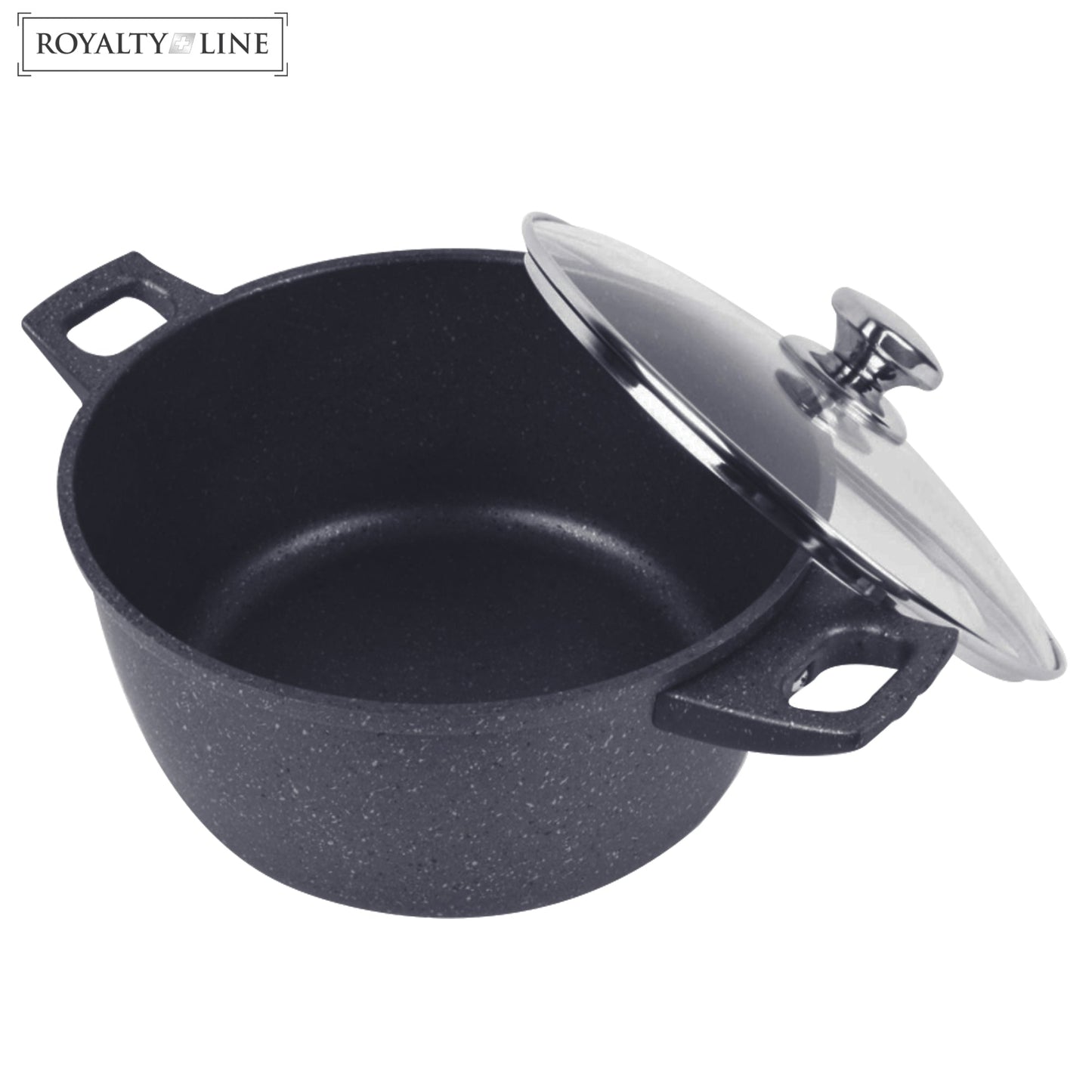 Royalty Line gesmede aluminium anti-aanbak marmeren kookpot - 30 cm grijs - Bivakshop