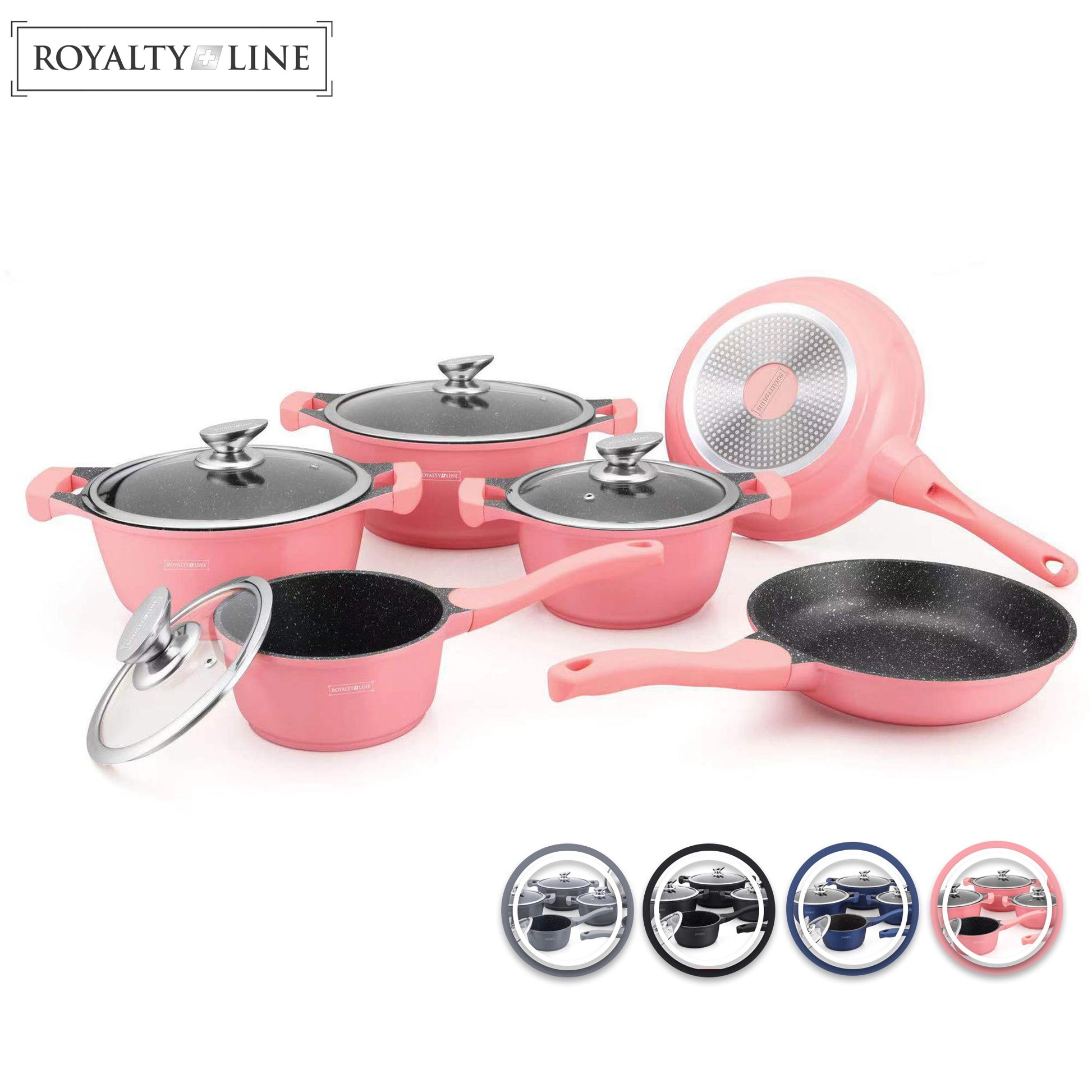 Royalty Line - Pannenset 10 delig marmeren coating- Zwart - Limited - Zonder giftige stoffen - Bivakshop