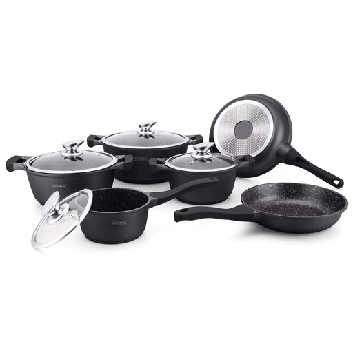 Royalty Line - Pannenset 10 delig marmeren coating- Zwart - Limited - Zonder giftige stoffen - Bivakshop