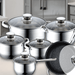 Royalty Line RL - 1231M: 12 - delige roestvrijstalen pannenset met met marmer gecoate pan - Bivakshop