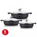 Royalty Line RL-BR1006M: 6-delige lage braadpanset met antiaanbaklaag en marmercoating - Bivakshop