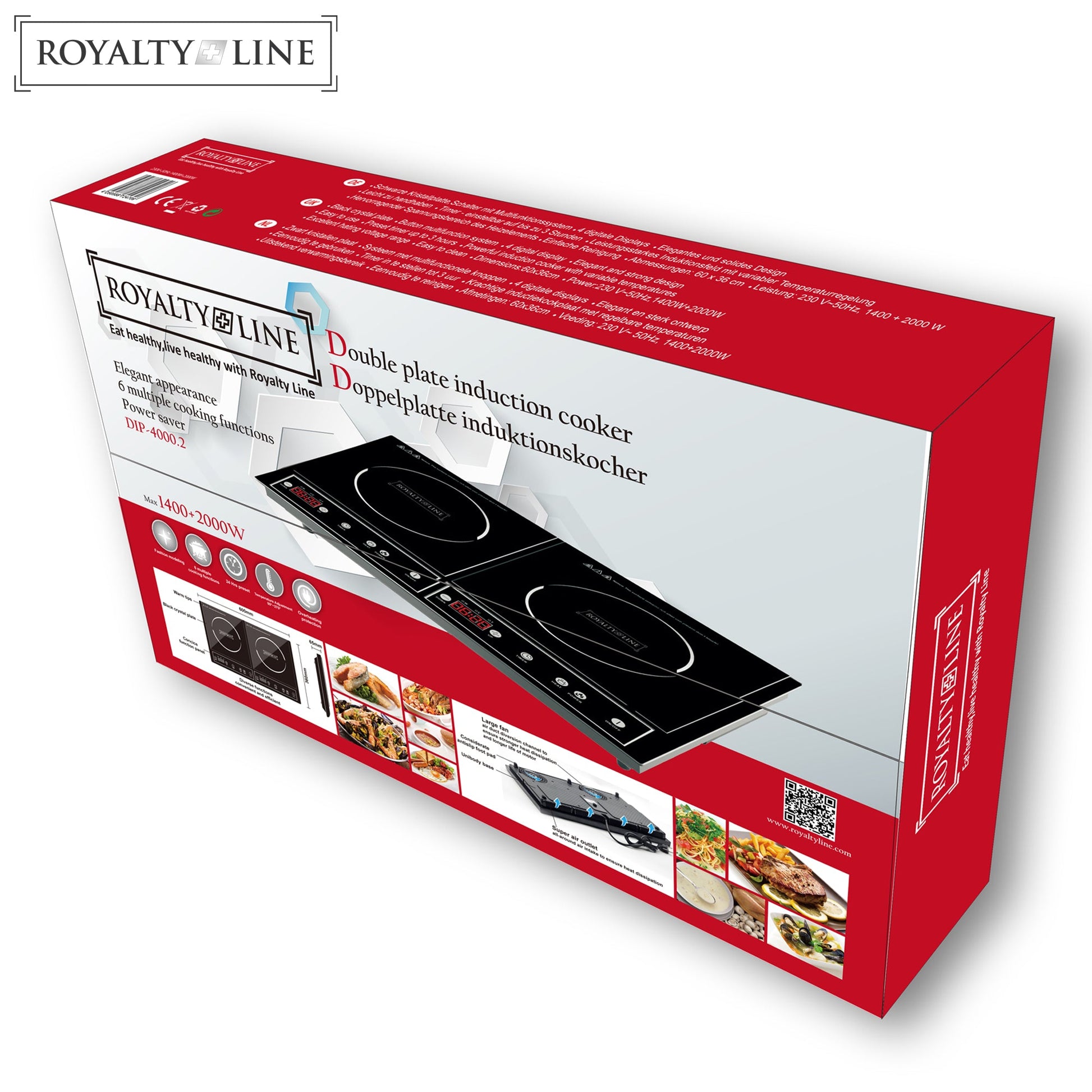 Royalty Line RL-DIP4000.2: Inductiekookplaat met dubbele plaat - Bivakshop