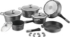Royalty Line RL-ES1014M: 14-delige pannenset met marmercoating, zilver - Bivakshop