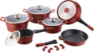 Royalty Line RL-ES1014M Pannenset met marmeren beschermlaag – 14 stuks - Bivakshop