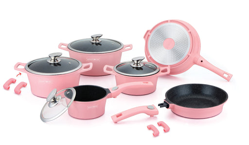 Royalty Line RL - ES2014M: 14 - delige pannenset met marmercoating roze - Bivakshop
