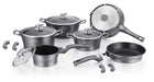 Royalty Line RL-ES2014M: 14-delige pannenset met marmercoating, zilver - Bivakshop