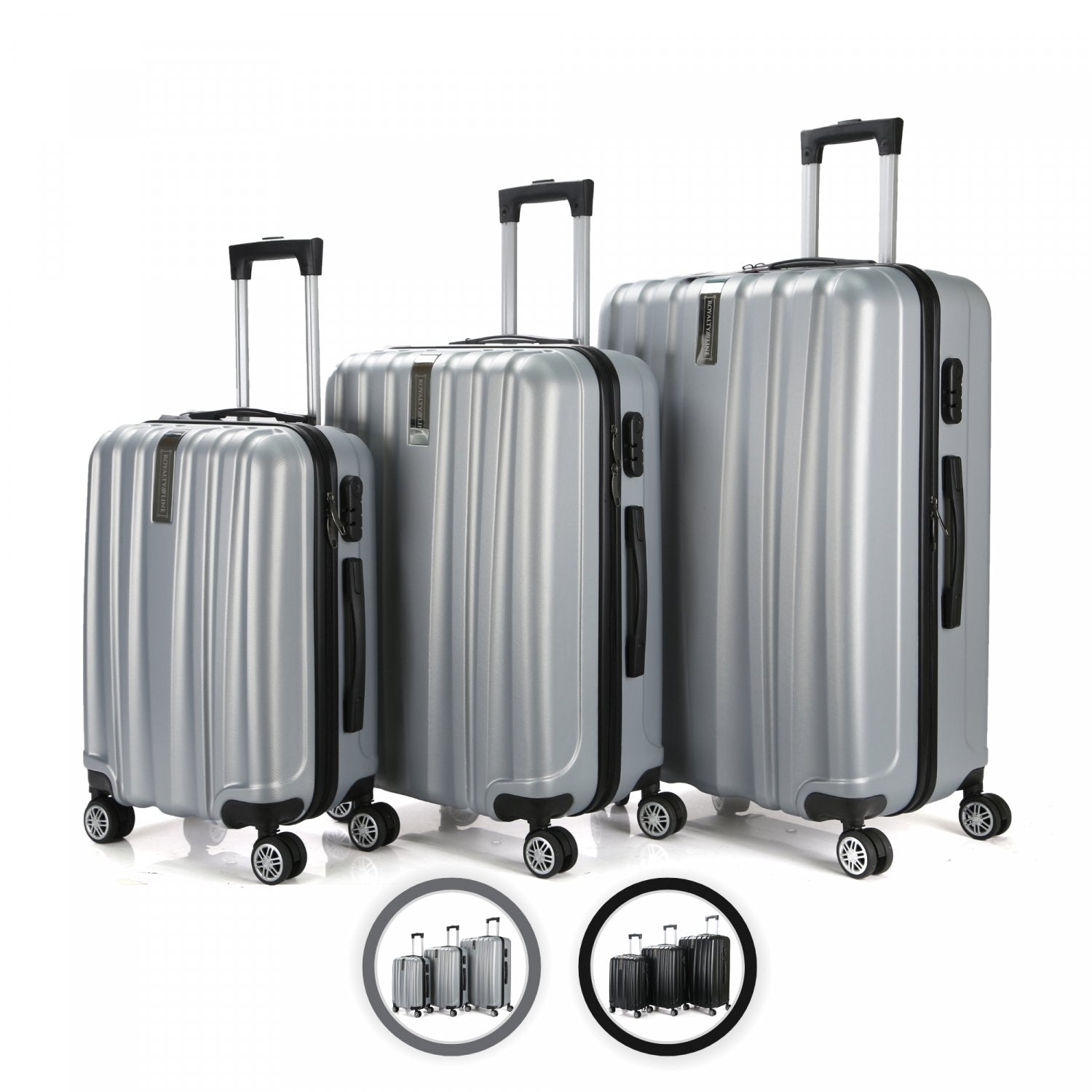 Royalty Line RL-LTS18706: Set van 3 reiskoffers voor zwaar gebruik Grijs - Bivakshop
