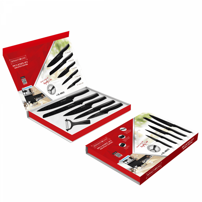 Royalty Line RL - MB5C: 5 - delige keukenmessenset met coating en dunschiller - Bivakshop