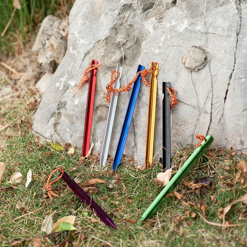 Set van 10 duurzame aluminium grondankers voor tenten en luifels - Bivakshop