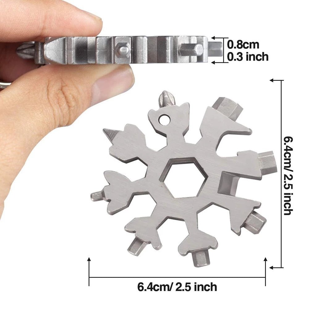 Sneeuwvlok Momentsleutel - Multi-Tool Rvs Gereedschap - 18-In-1 - Bivakshop