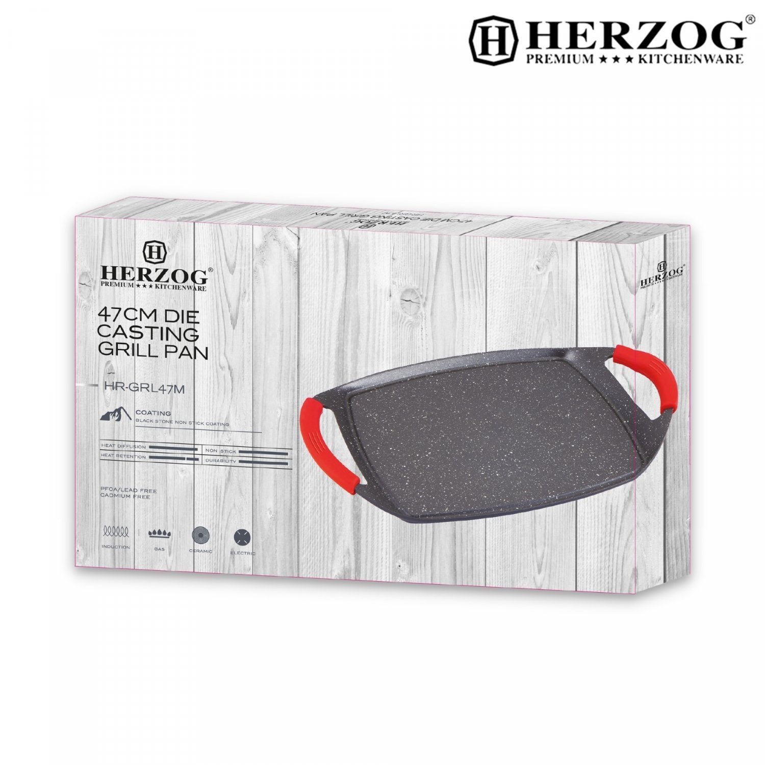 Steenbakplaat met Anti-aanbaklaag - Herzog - 47cm - Bivakshop