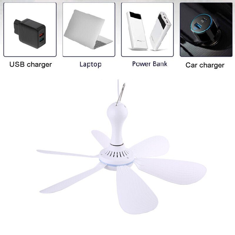 Stille USB-aangedreven plafondventilator - Geniet van een briesje overal waar je gaat! - Bivakshop