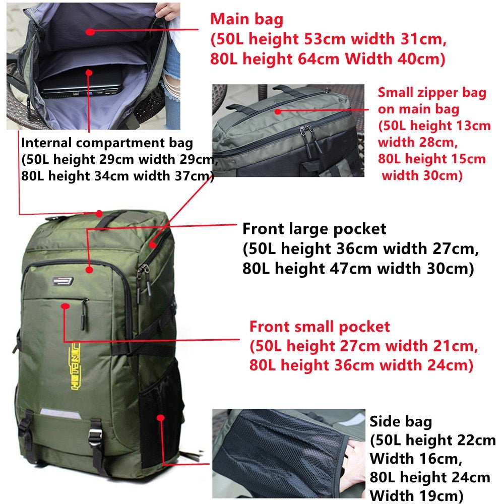 Stoere outdoor rugzak - 50L en 80L - Universeel - Bivakshop