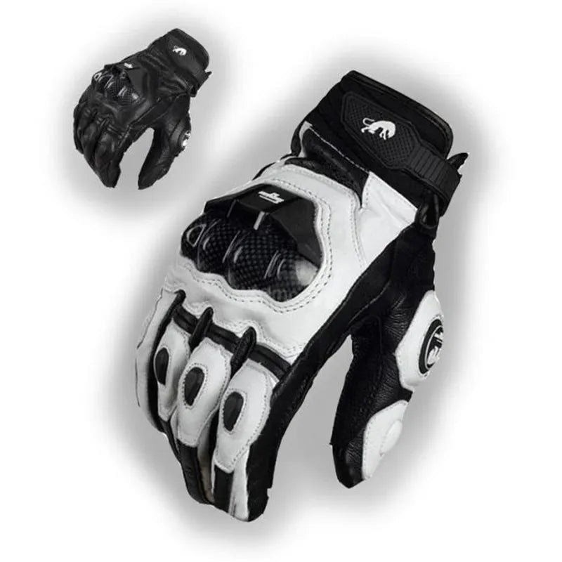 Stoere zwarte motorhandschoenen van echt leer - Voor heren - Bivakshop