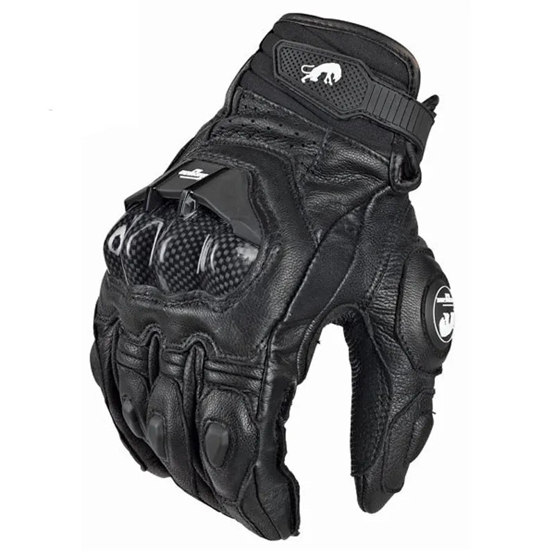 Stoere zwarte motorhandschoenen van echt leer - Voor heren - Bivakshop