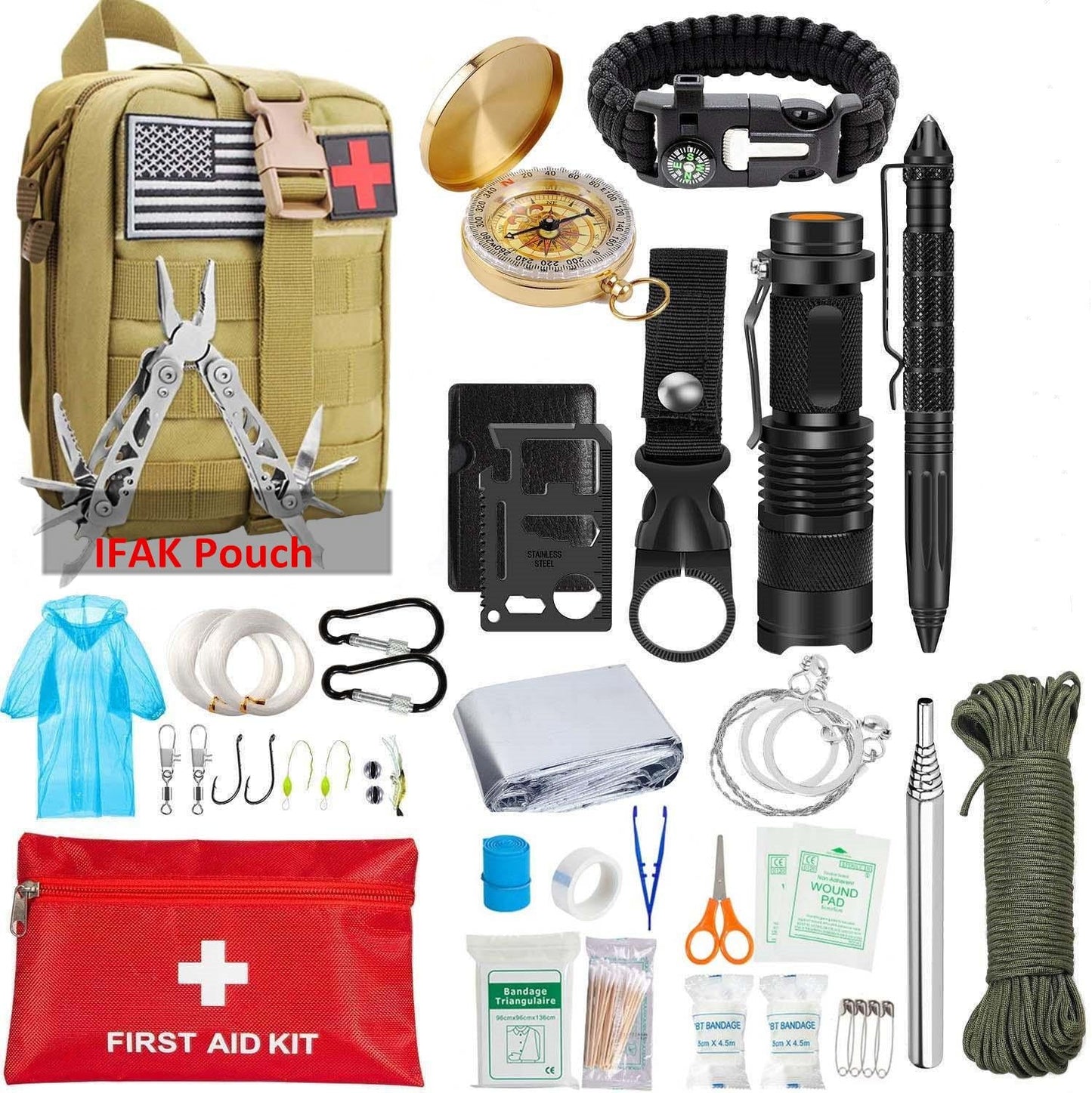 Survival kit - 47 in 1 -Uitrusting voor outdoor - Bivakshop