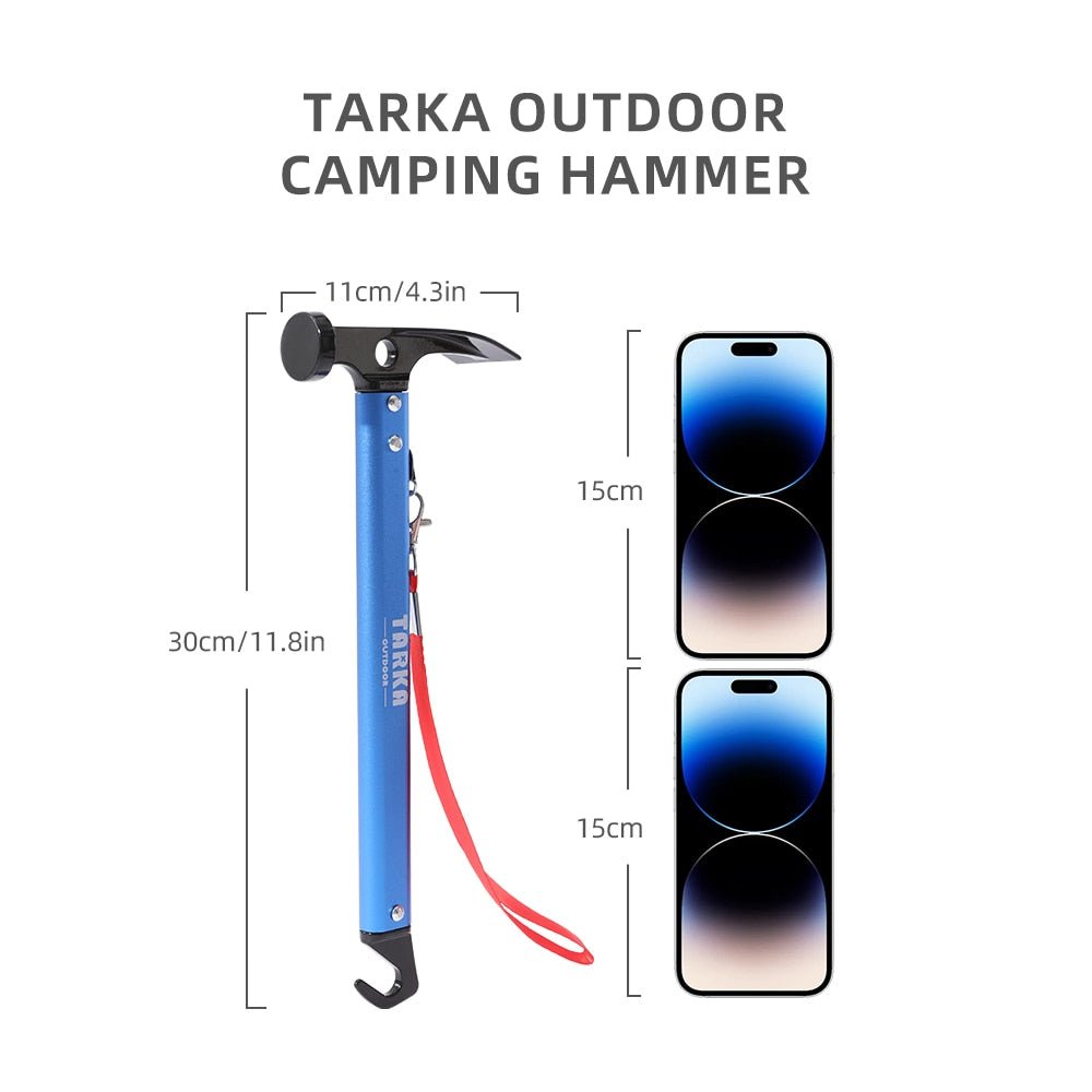 Tarka campinghamer met 10 Stuks lichtgewicht grondspijkerset - Bivakshop