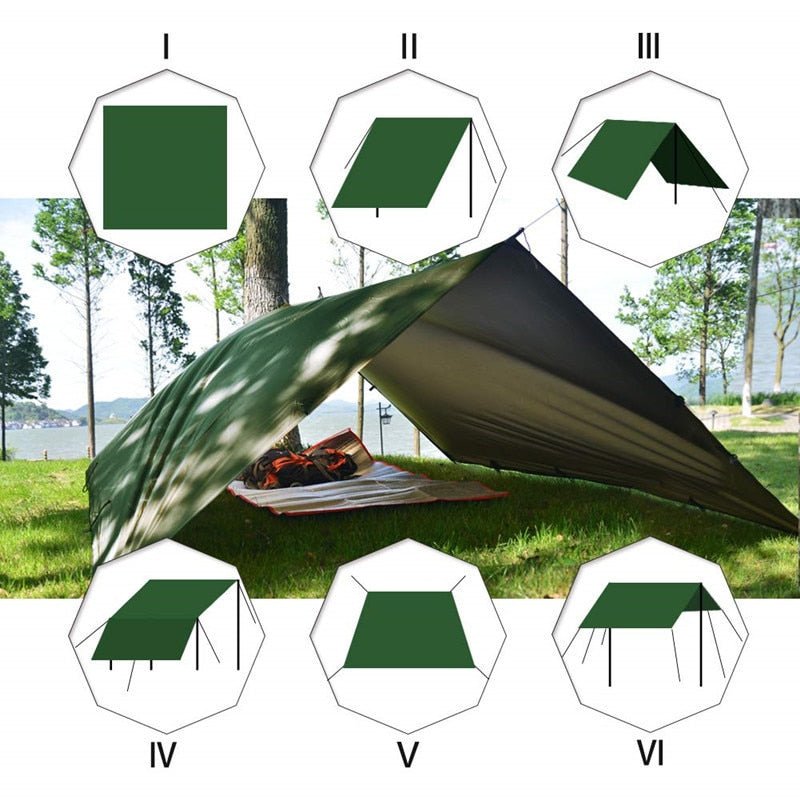 Tent voor 3-4 personen - Multi functioneel zeil - UV bescherming - Bivakshop