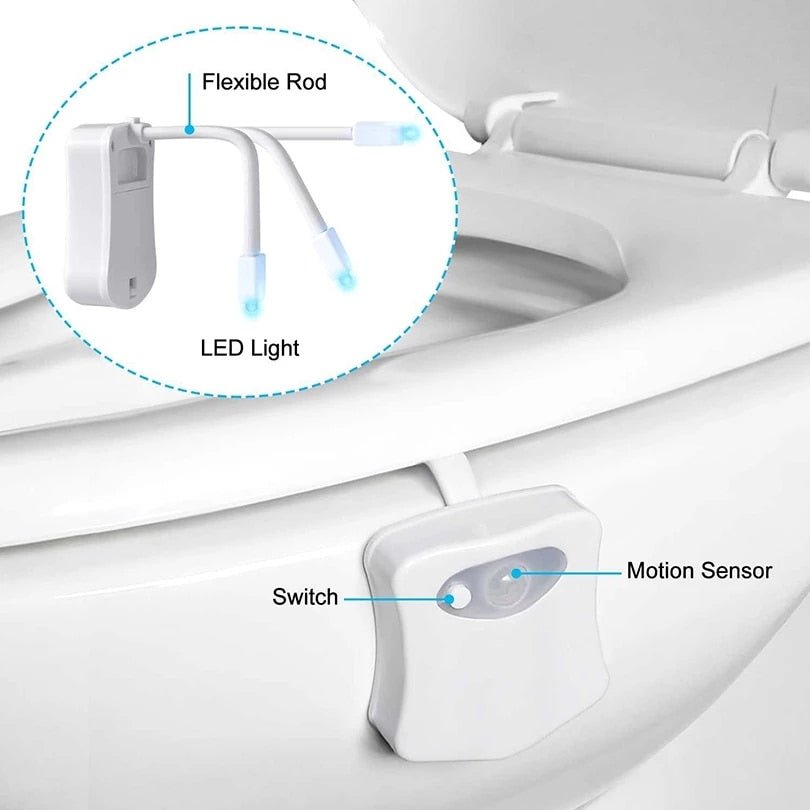 Toiletpotverlichting · LED · WC · Toilet lamp · Nachtlamp met Bewegingssensor · 8 Kleuren - Bivakshop