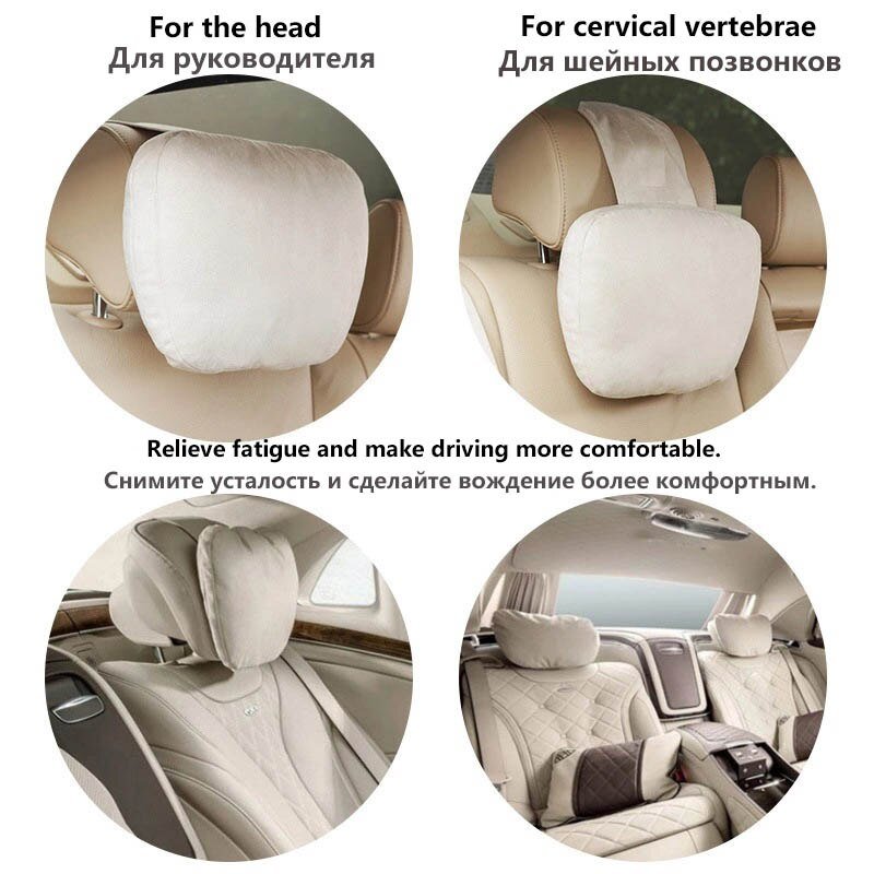 Top Kwaliteit Auto Hoofdsteun - Suede - Universele Verstelbare Auto Kussen - Bivakshop