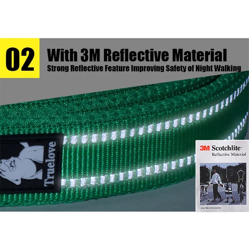 Truelove zachte reflecterende nylon mesh gewatteerde hondenriem - Bivakshop