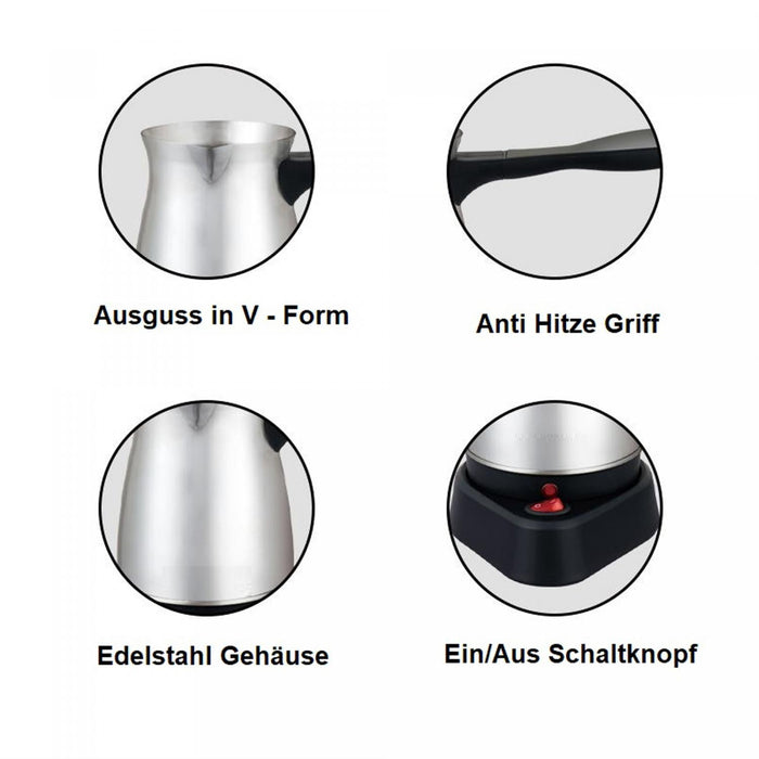 Turks Espresso Koffiezetapparaat - 500ml - Elektrisch - Roestvrij Staal - Bivakshop
