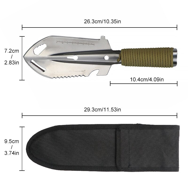 Ultieme multifunctionele camping survival schop - 7-in-1 outdoor gereedschap - Bivakshop