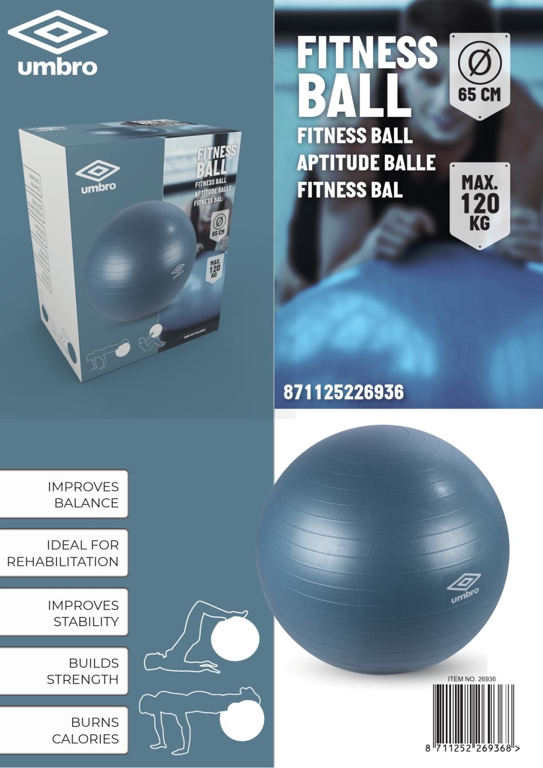Umbro Blauwe Fitness Gymbal 65cm - ED-26936 - Bivakshop