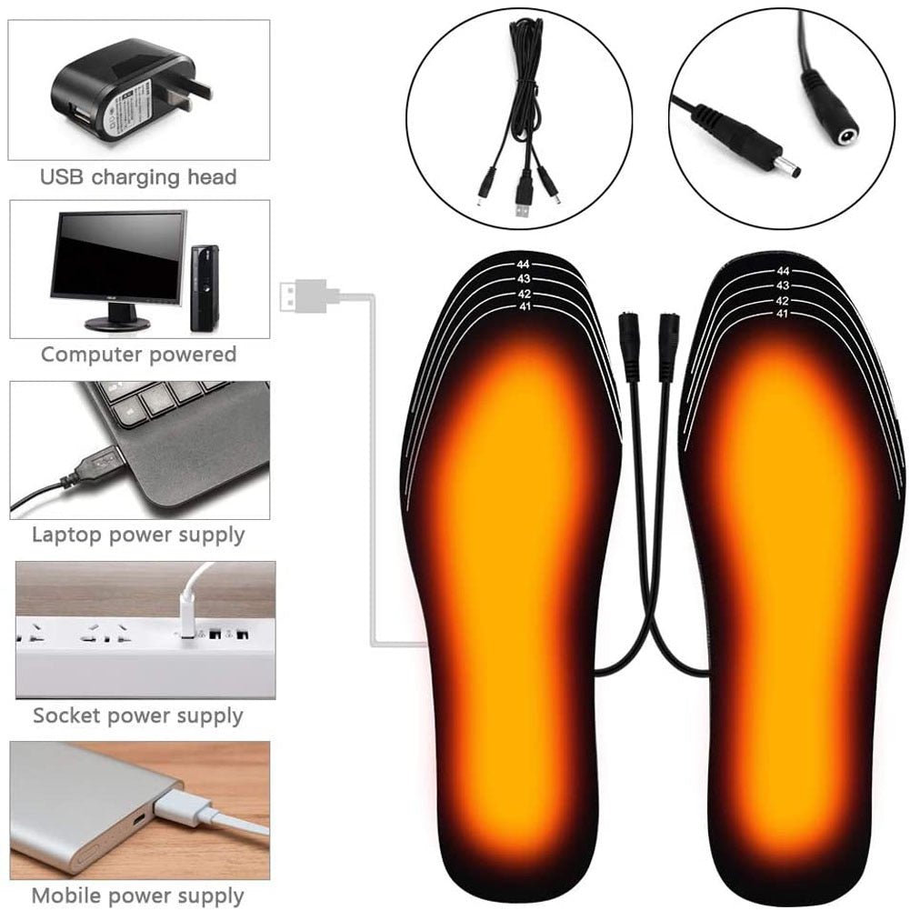 USB Verwarmde schoenzolen - Electrische voetverwarming - Winter inlegzolen - Maat 35-40 en 41-46 - Bivakshop