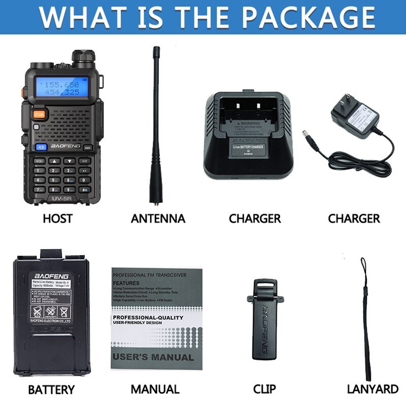 UV-5R Walkie Talkie - 5W Dual Band VHF UHF FM Transceiver - Draagbare Ham CB Radio - Bivakshop